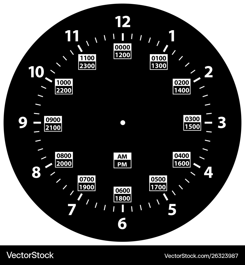 24 Hour Clock & Time Conversion vector image