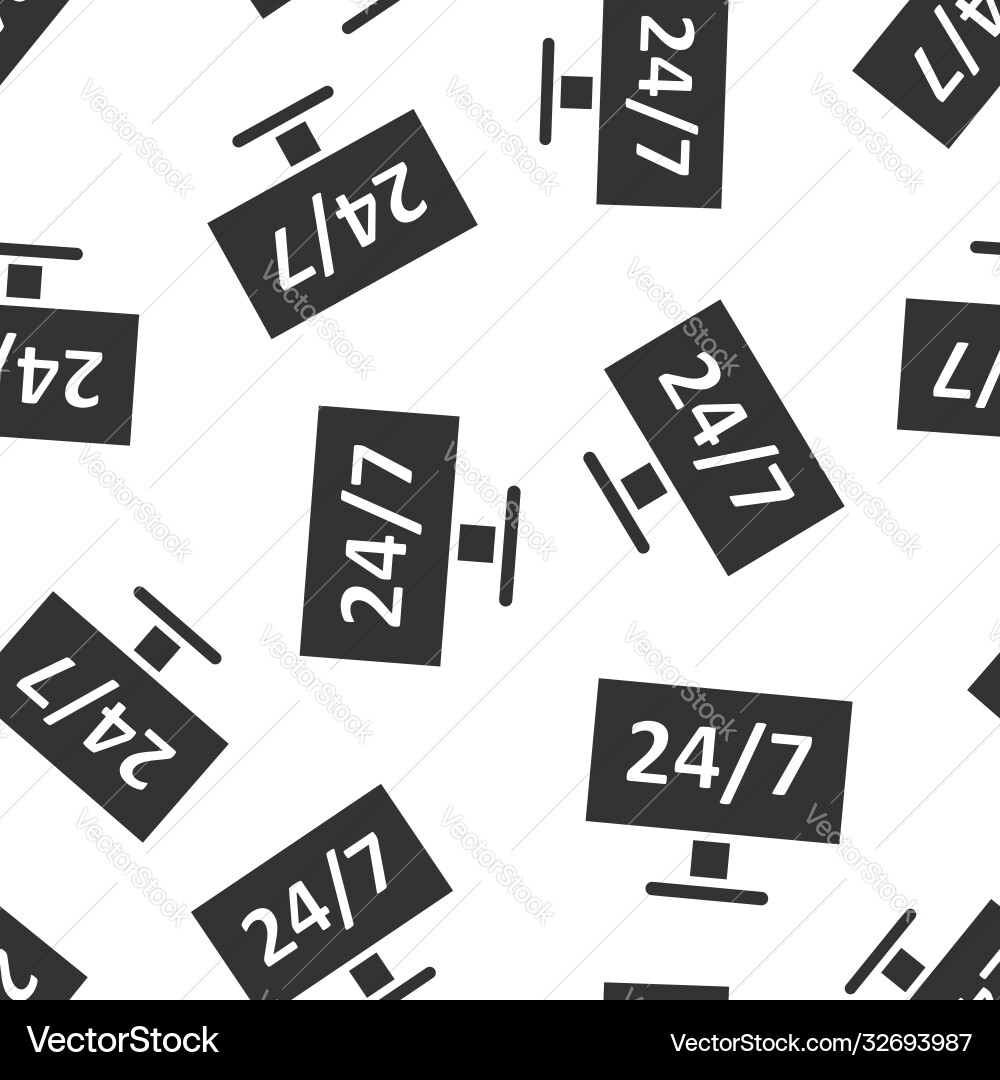 247 computer icon in flat style all day service 247 computer icon in flat style all day service Vector Image