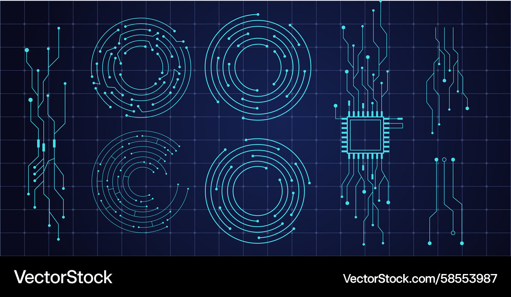 Circuit Board Connection Set Vector Image