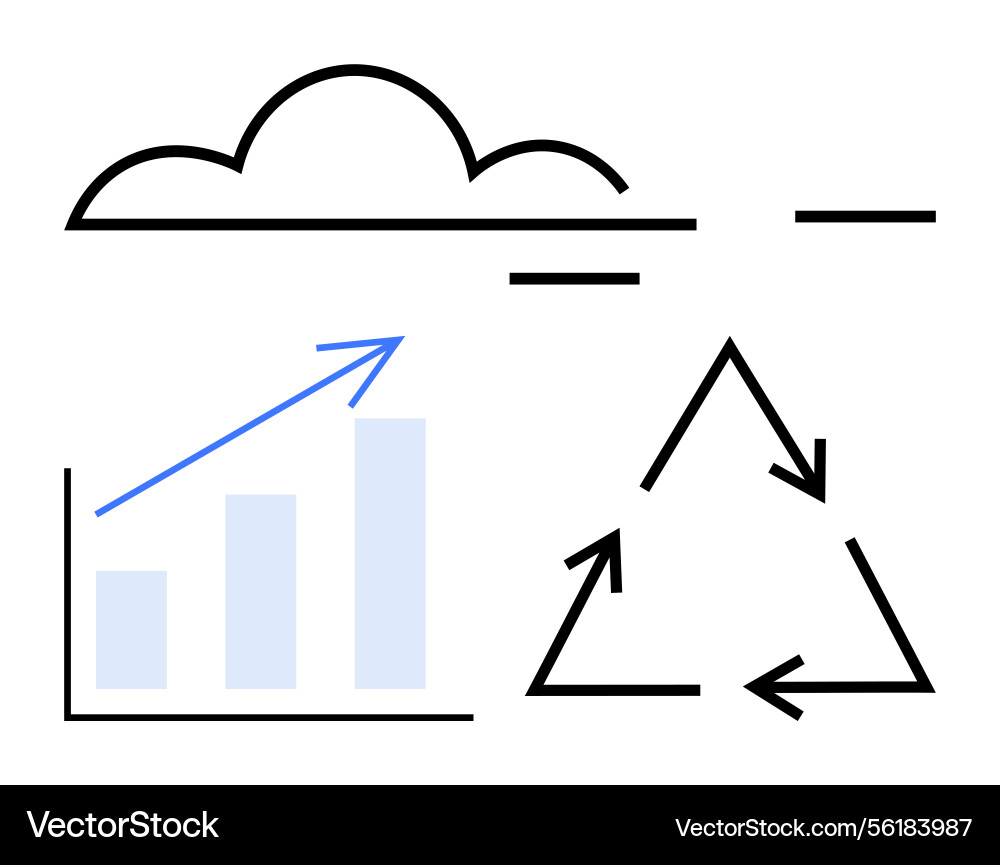 Cloud computing with data growth graph Cloud computing with data growth graph Vector Image