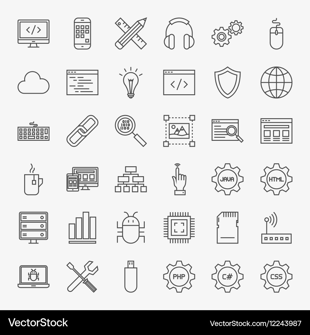 Coding Line Icons - Web Development vektorbild