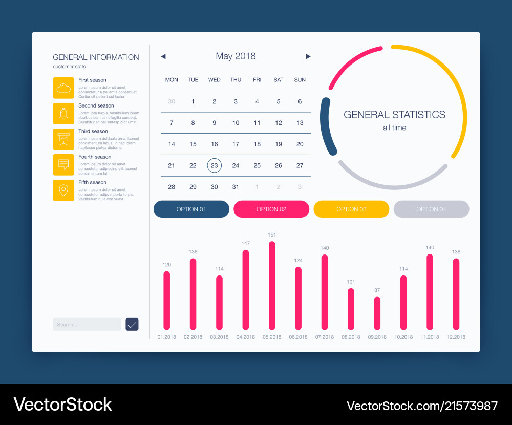 Dashboard infographic template with modern ui Dashboard infographic template with modern ui vector image