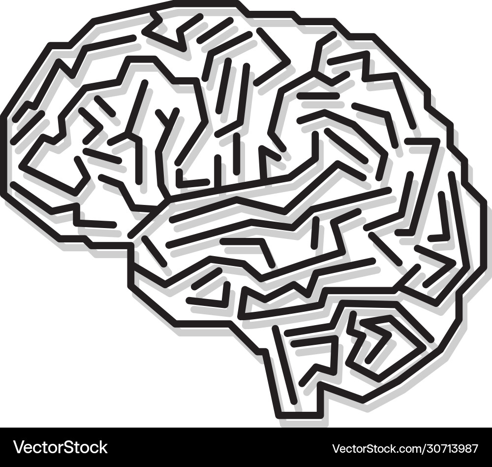 Digital human brain with computer circuit board vector image