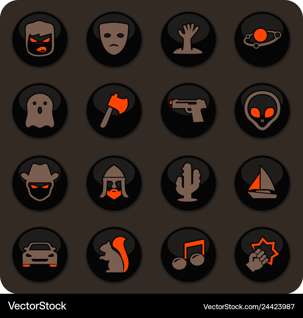 Genres of cinema icons set Vector Image