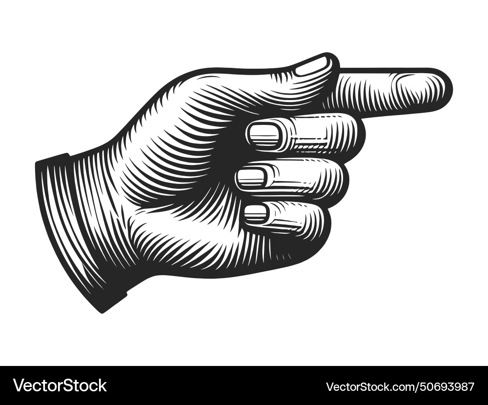 Hand pointer with index finger sketch vector image