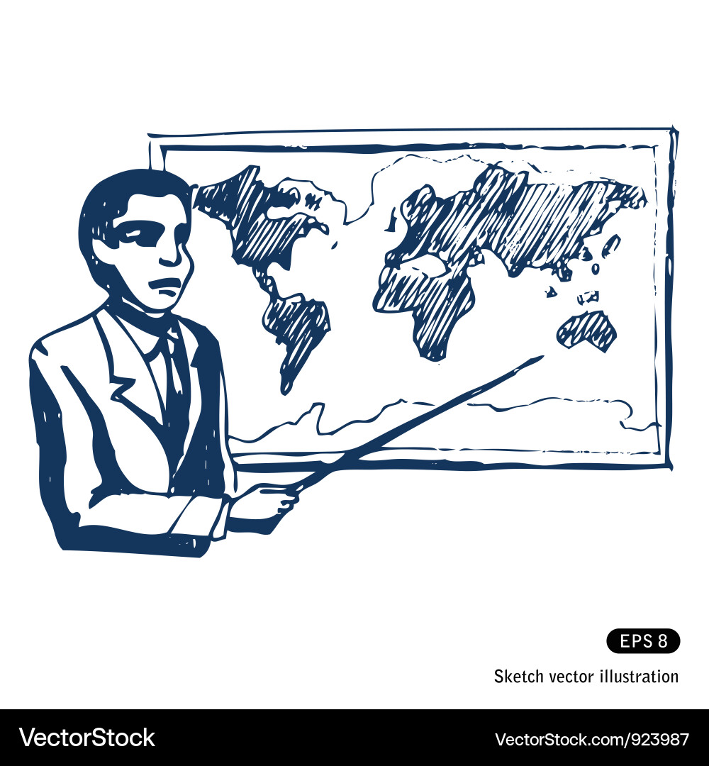 Man with world map vector image