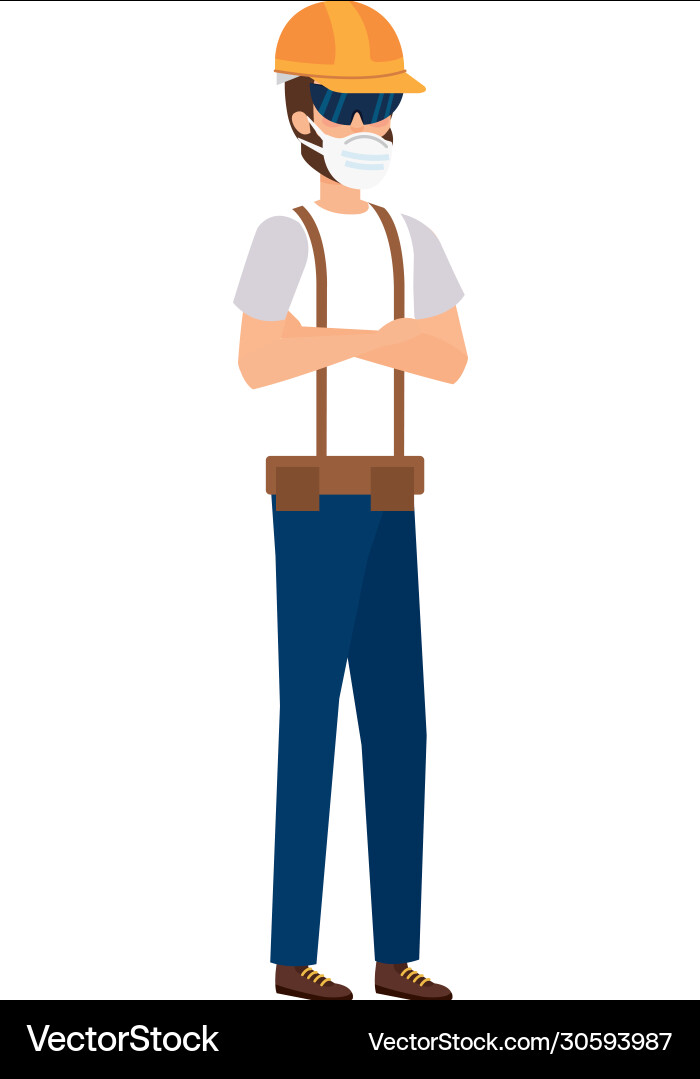 Man worker using face mask isolated icon Man worker using face mask isolated icon Vector Image