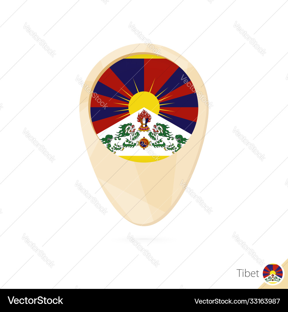 Map pointer with flag tibet orange abstract vector image