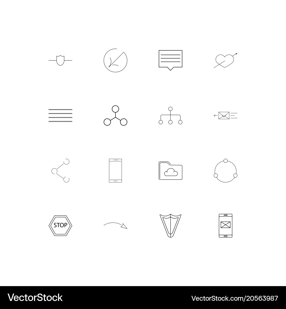 Netzwerk und Datenbank einfache lineare Icons Set vektorbild