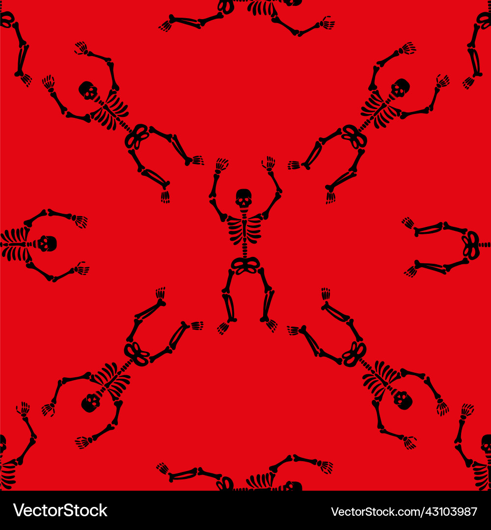 Pattern of skeletons on a red background Pattern of skeletons on a red background vector image