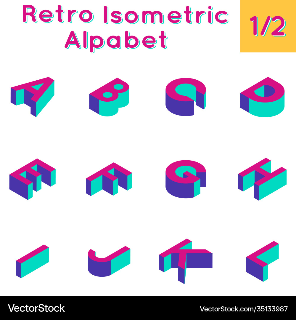 Retro isometric three-dimensional bright computer Retro isometric three-dimensional bright computer vector image