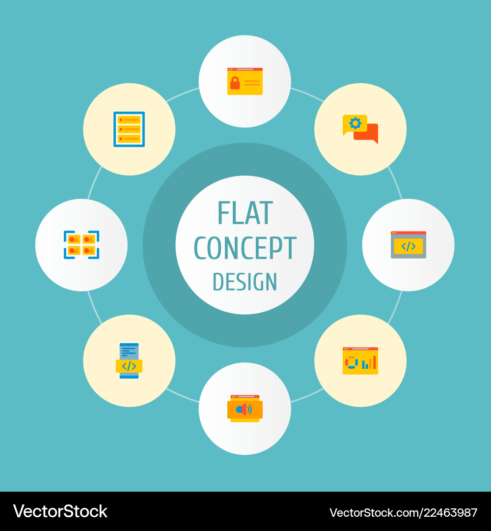 Set development icons flat style symbols Set development icons flat style symbols Vector Image