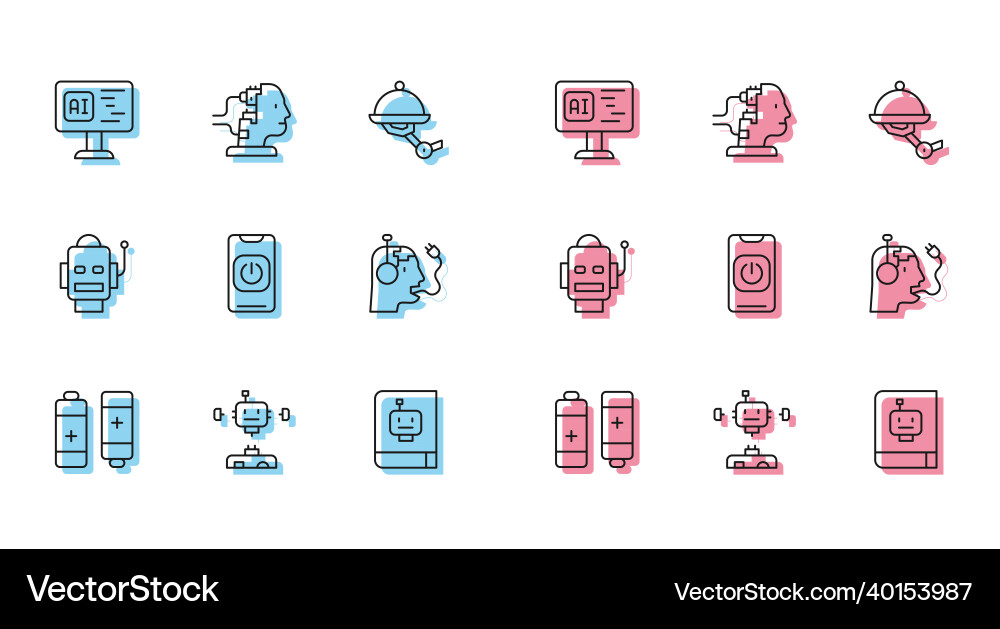 Set line battery disassembled robot software Vector Image