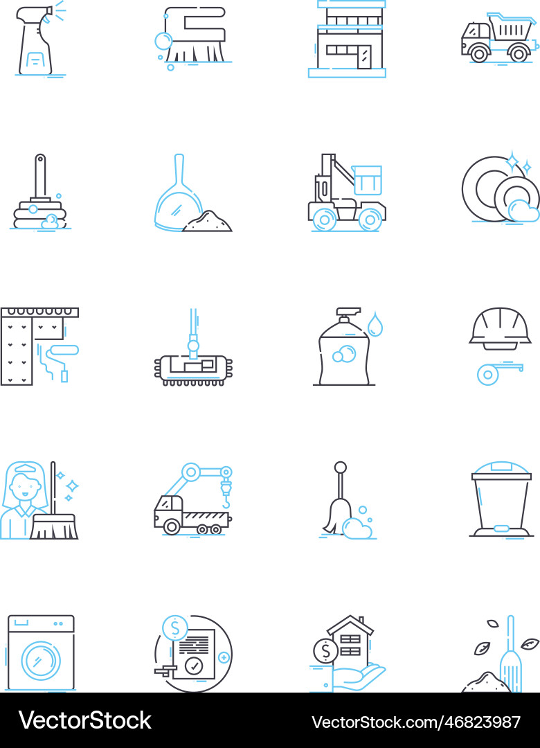 Spring cleaning linear icons set decluttering Vector Image