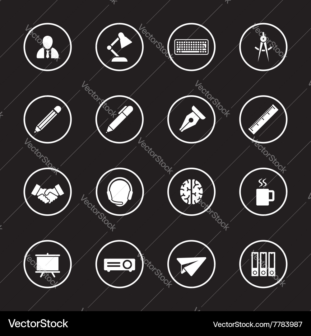 White simple flat icon set 8 with circle frame Vector Image