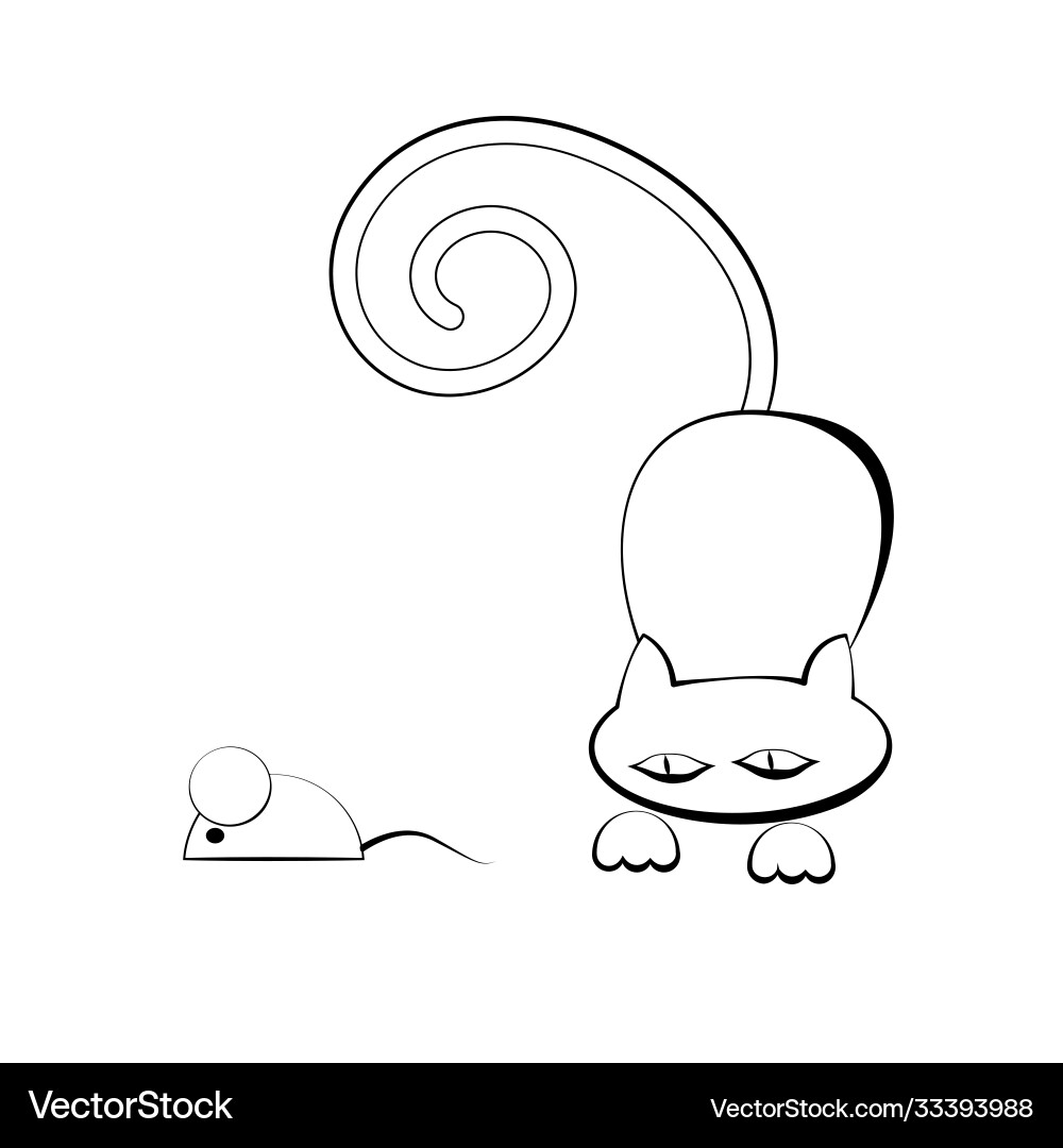 A stylized cat in front jump and mouse Vector Image