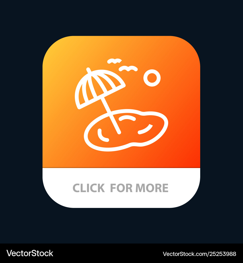 Beach palm tree spring mobile app button android vector image