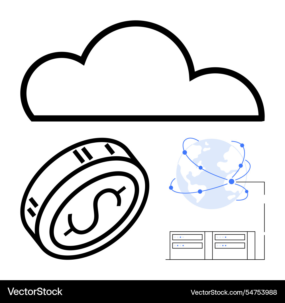Cloud computing design with currency global vector image