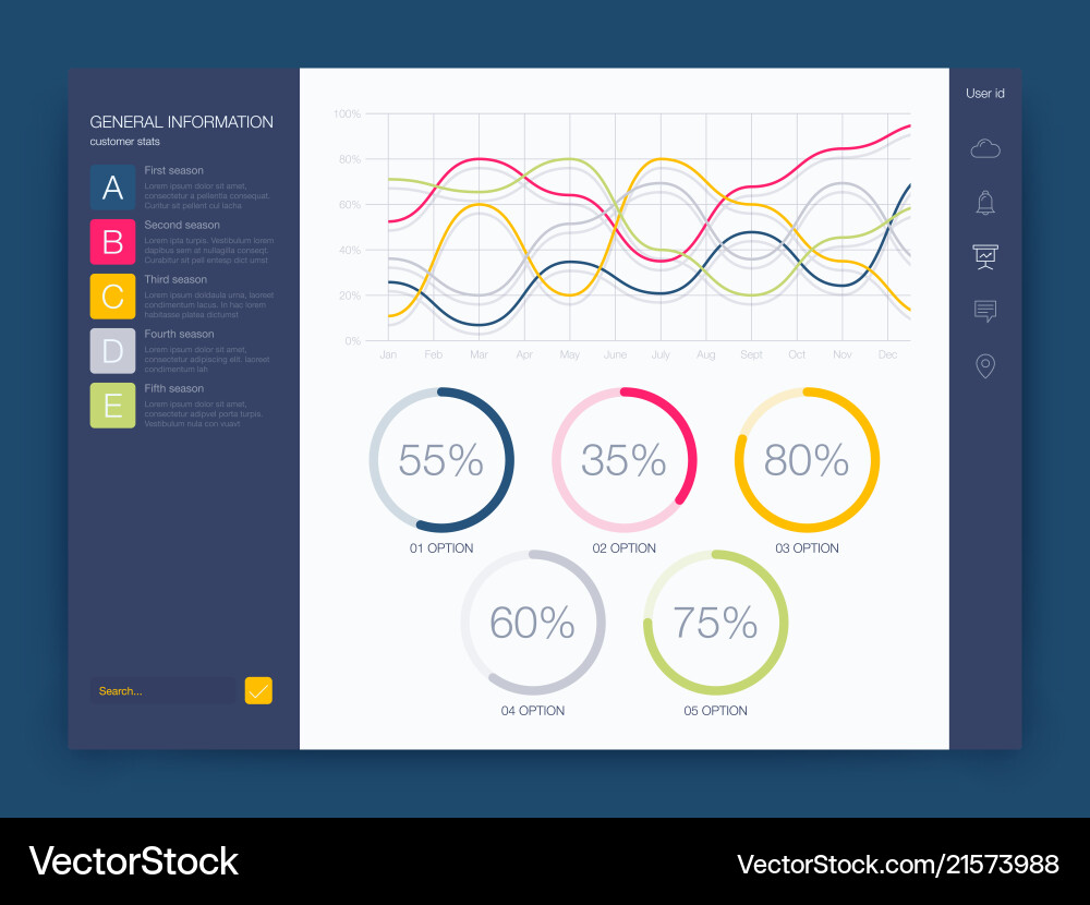 Dashboard infographic template with modern ui Dashboard infographic template with modern ui vector image