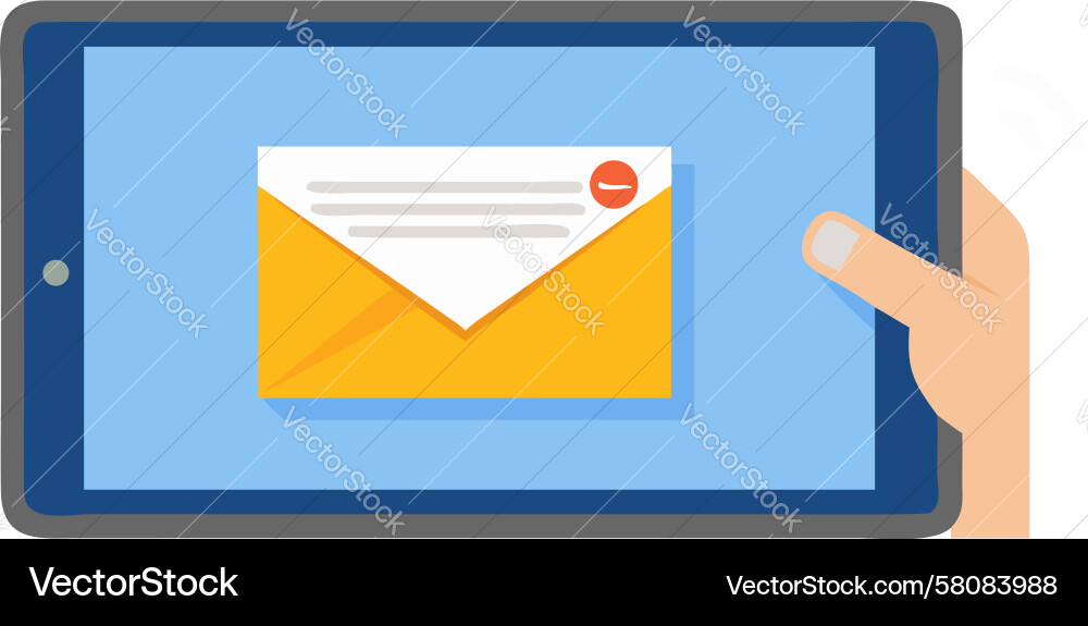 Digital Message Sending on Tablet Vector Image