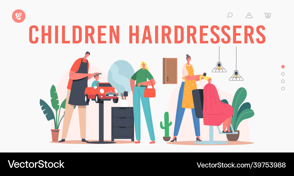 Friseursalon für Kinder Landing Seite Friseursalon für Kinder Landing Seite vektorbild