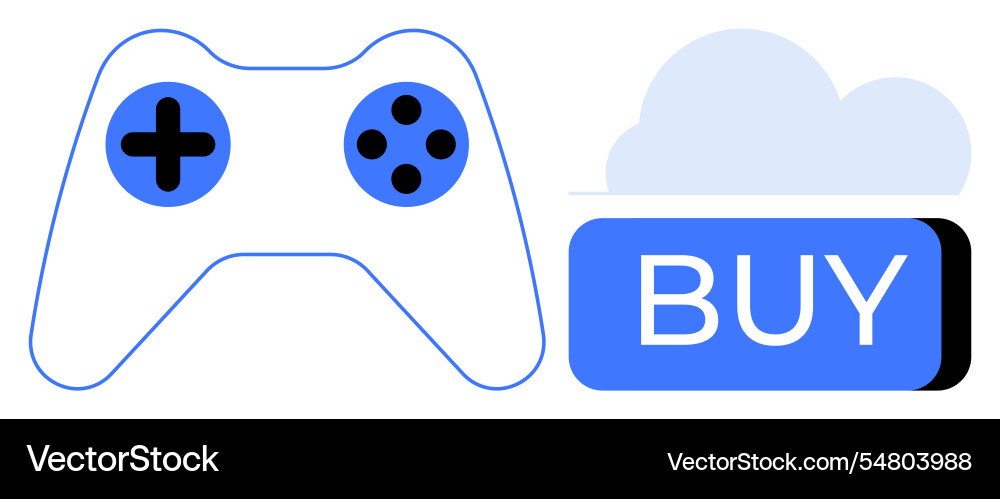 Game controller with buy button and cloud icon Game controller with buy button and cloud icon vector image