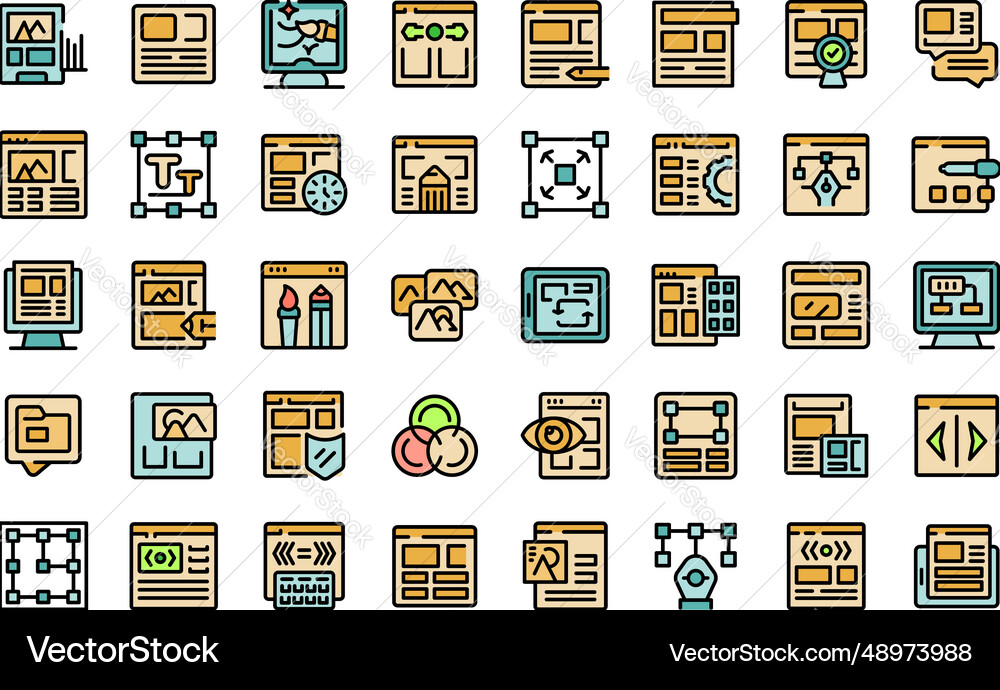 Interface designer icons set color Interface designer icons set color vector image