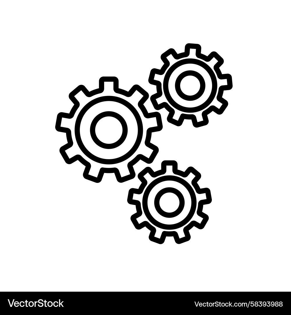 Interlocking Gears - Simple Outline Vector Image