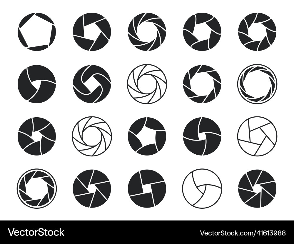 Kamerablende Icons schwarz Objektivblende Kamerablende Icons schwarz Objektivblende vektorbild