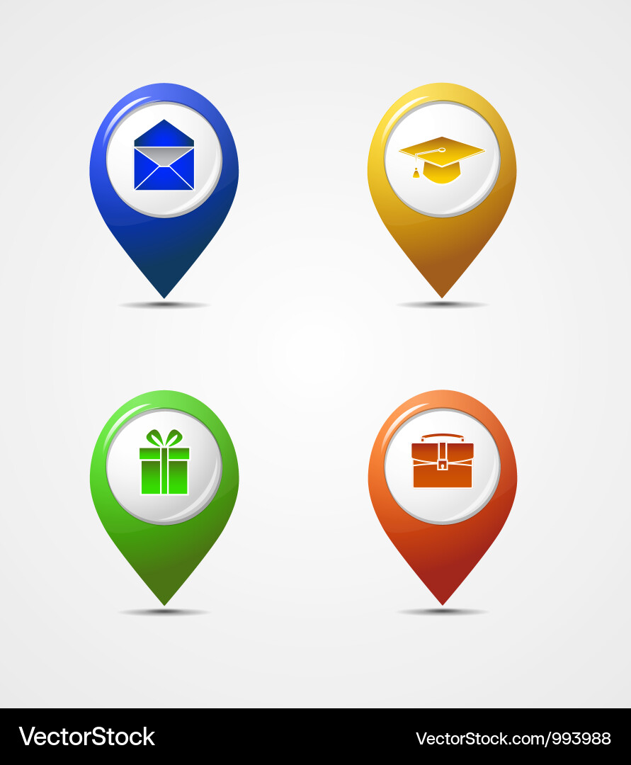 Landkarte Pointer Icons vektorbild