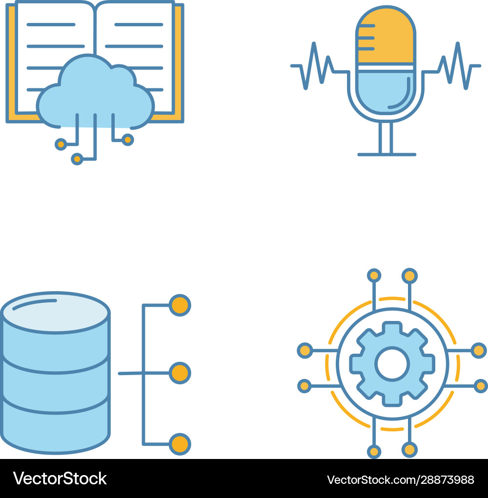 Machine learning color icons set Machine learning color icons set vector image