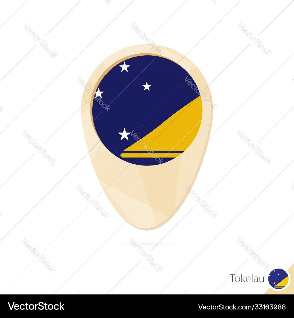 Map pointer with flag tokelau orange abstract vector image