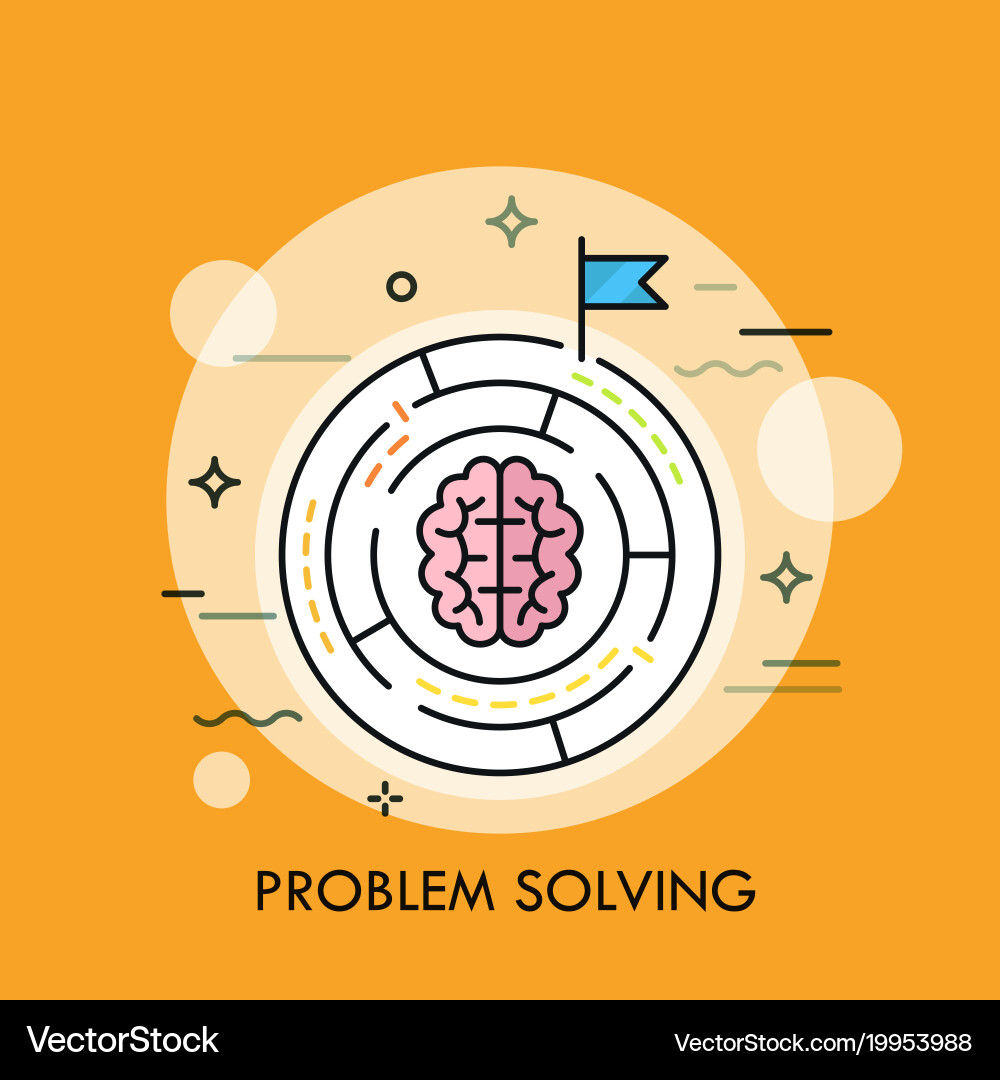 Maze Brain: Problem Solving Concept vector image