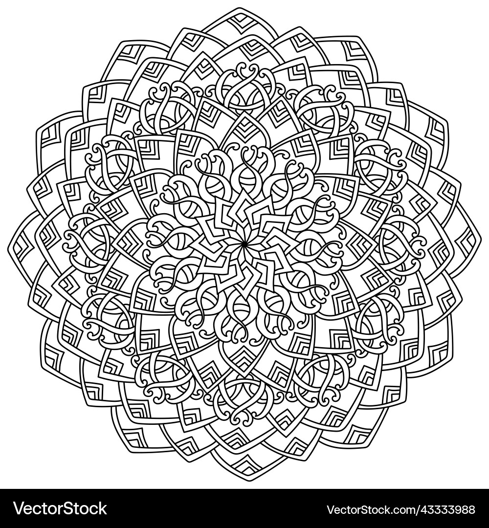 Meditative Kontur Mandala mit Ornatmustern Meditative Kontur Mandala mit Ornatmustern vektorbild