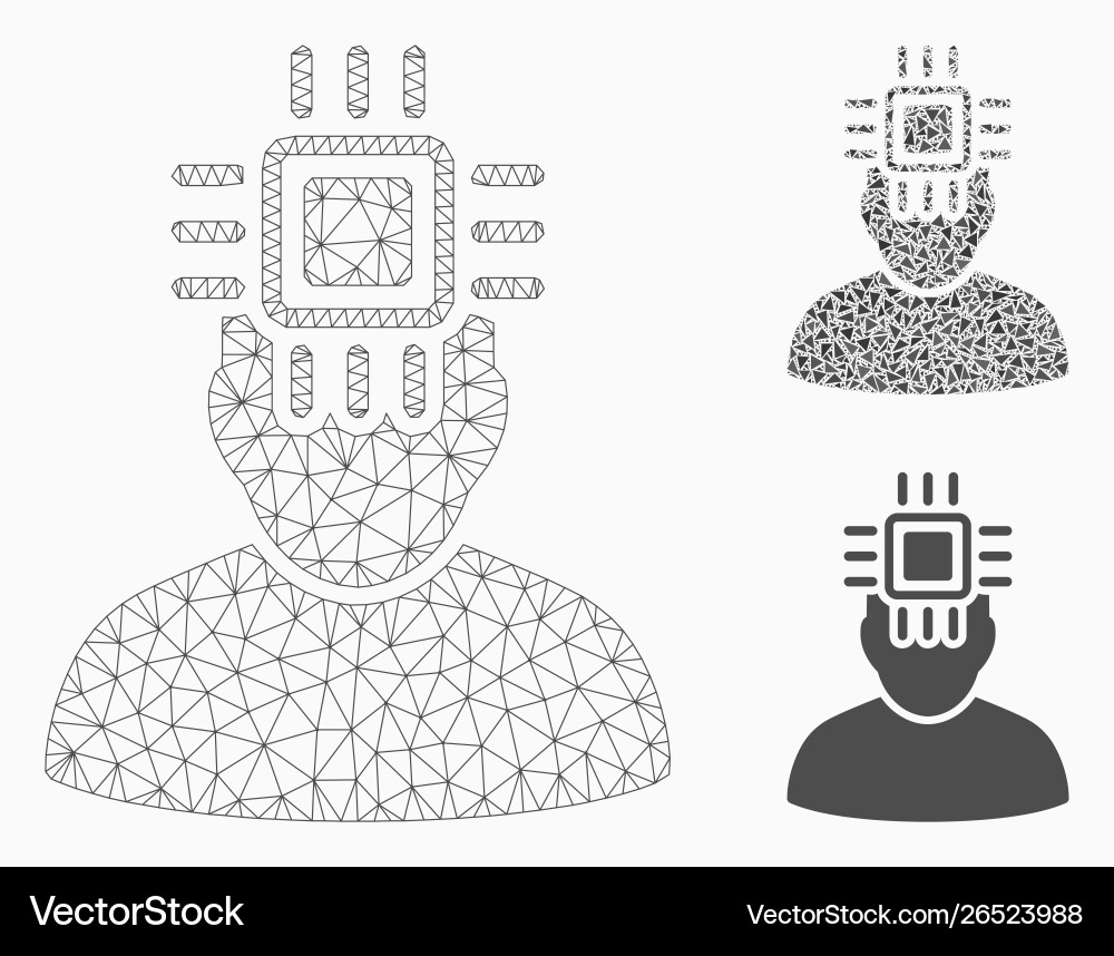 Neuro interface mesh 2d model and triangle Neuro interface mesh 2d model and triangle vector image