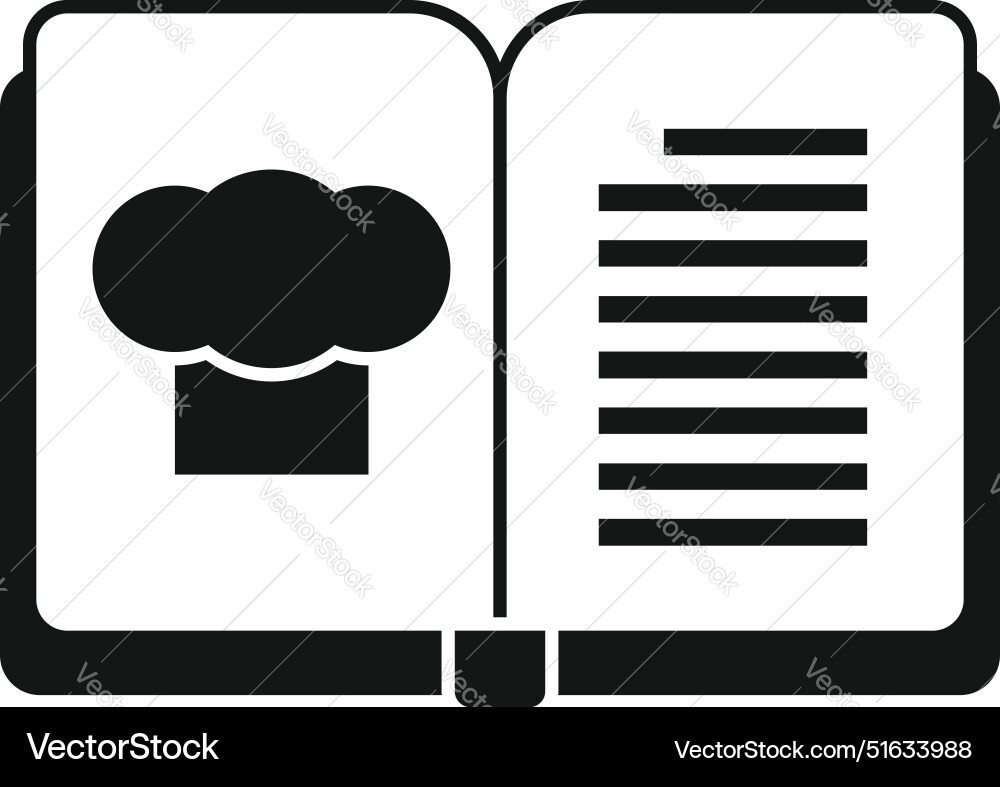 Open cookbook with chef hat icon showing cooking Vector Image