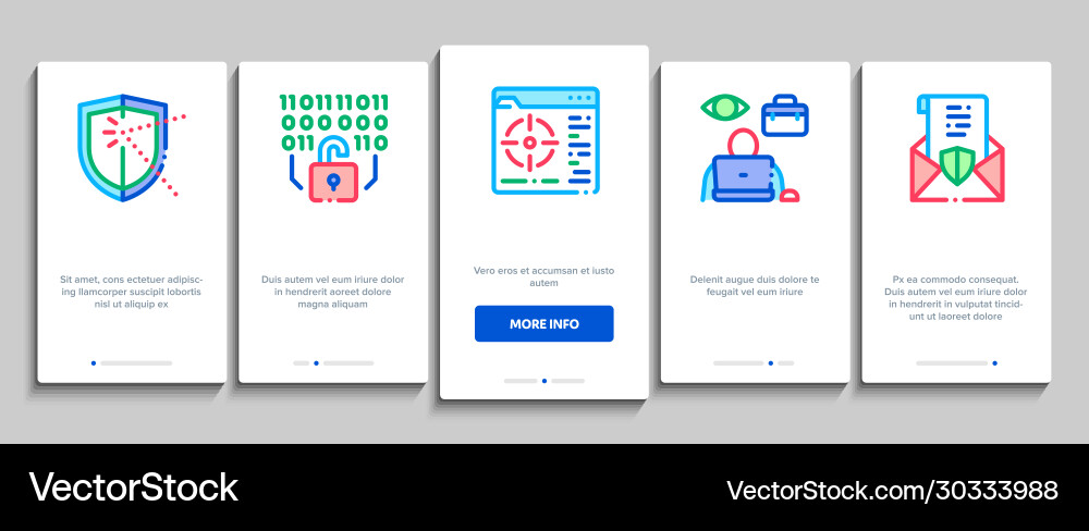 Pentesting software onboarding elements icons set Pentesting software onboarding elements icons set vector image