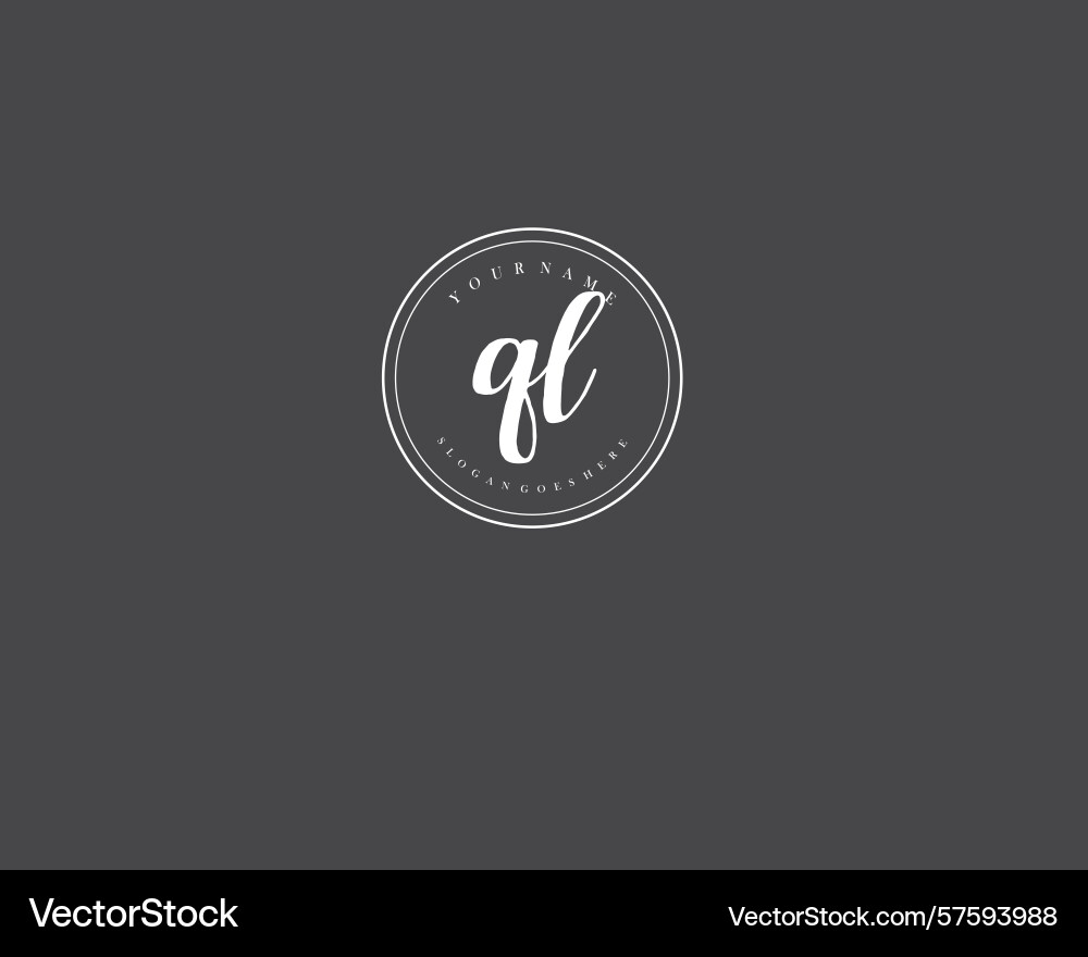 Ql initial handwriting logo design collection Vector Image