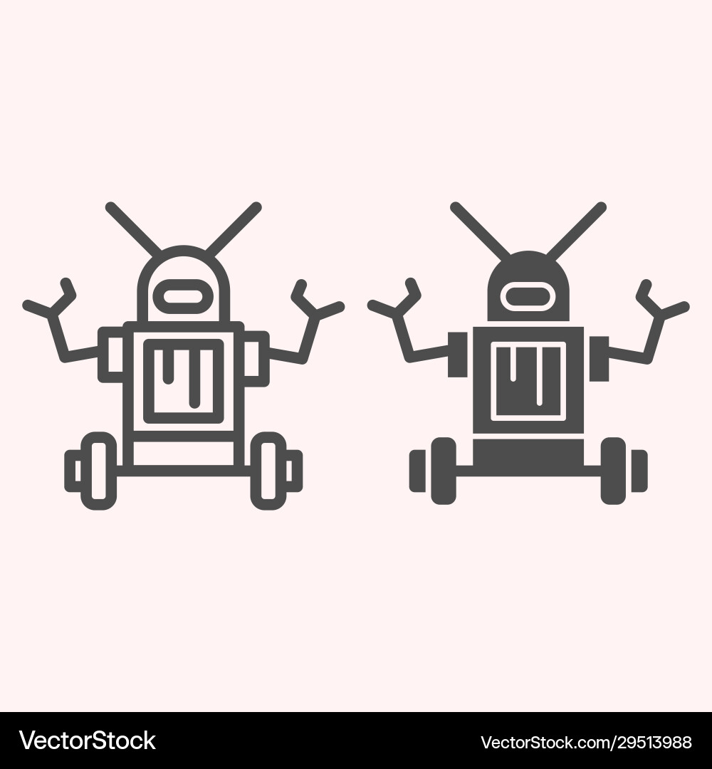 Robot line and glyph icon anthropomorphic android Robot line and glyph icon anthropomorphic android vector image