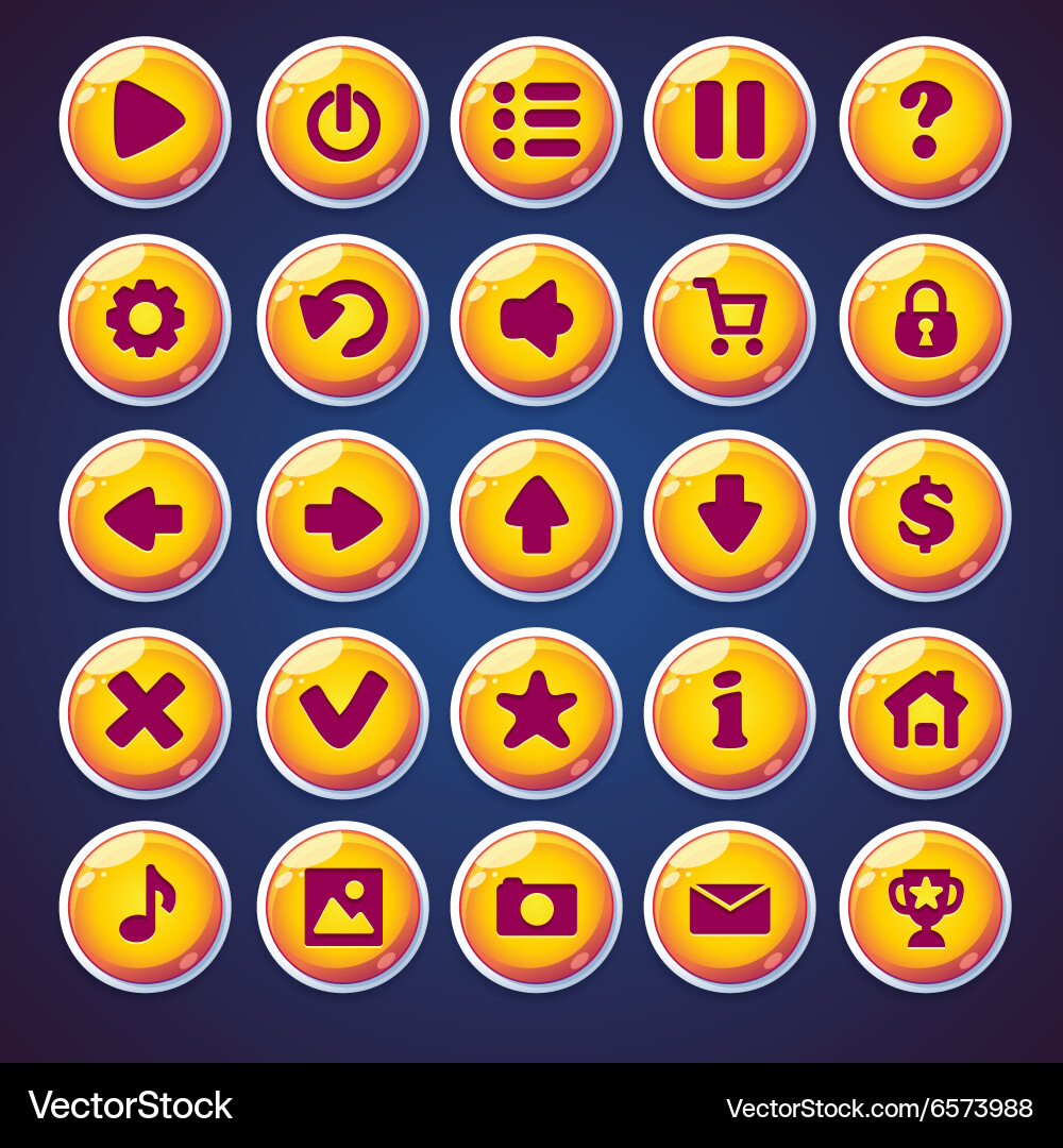 Round Button Set for Game UI vector image