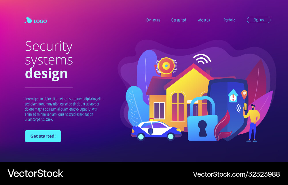Security systems design concept landing page Security systems design concept landing page vector image