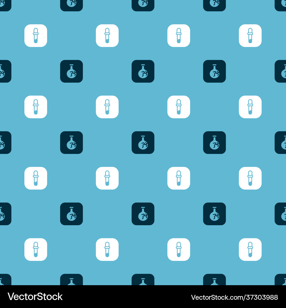 Set cracked flask and pipette on seamless pattern Set cracked flask and pipette on seamless pattern Vector Image