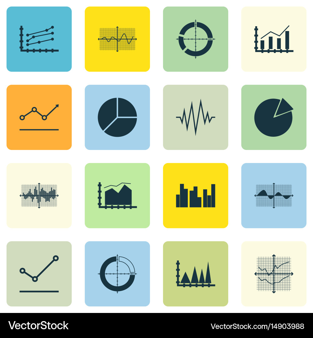 Set of graphs diagrams and statistics icons vector image