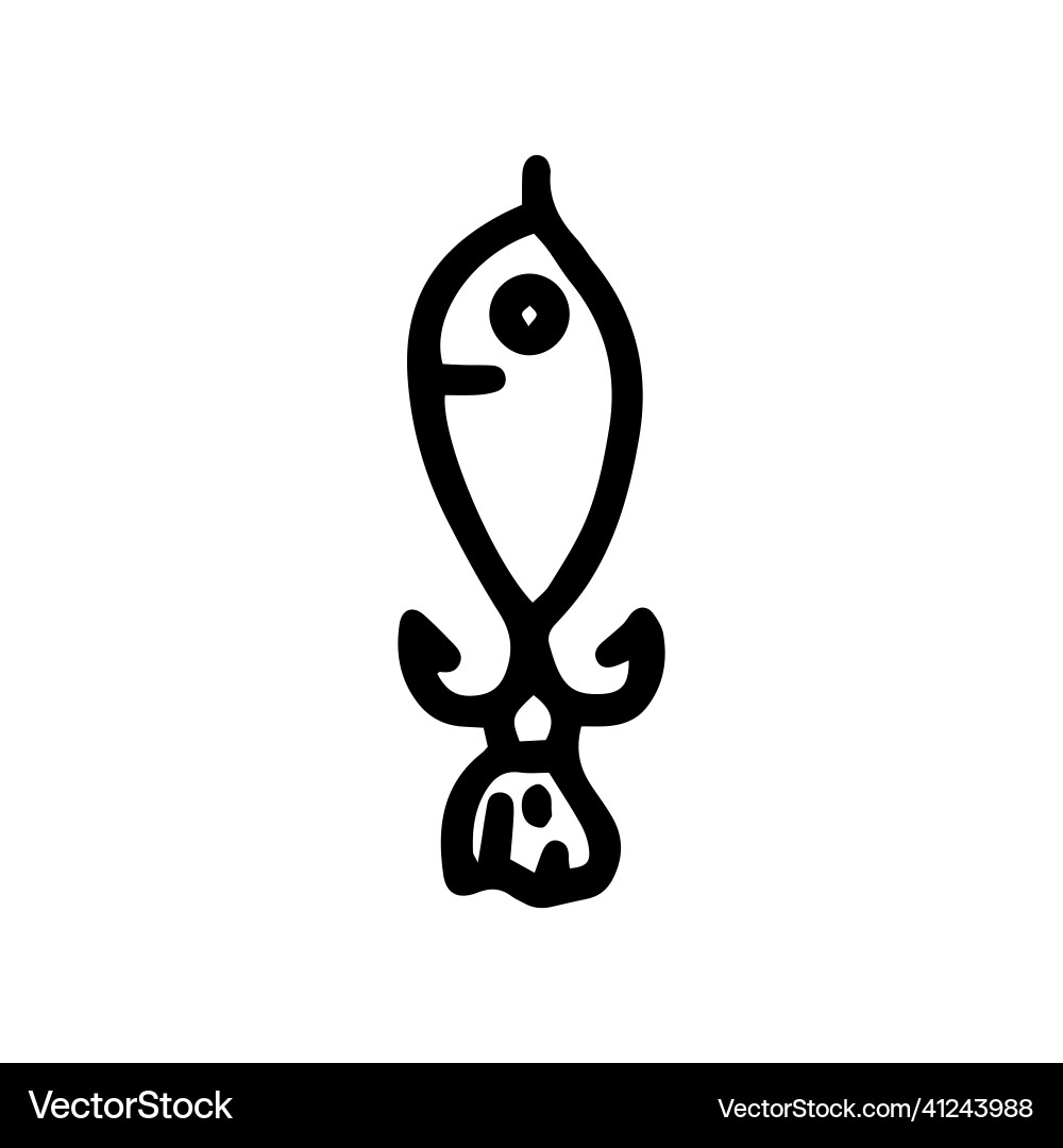 Spoon spinner balancer line doodle simple Spoon spinner balancer line doodle simple vector image