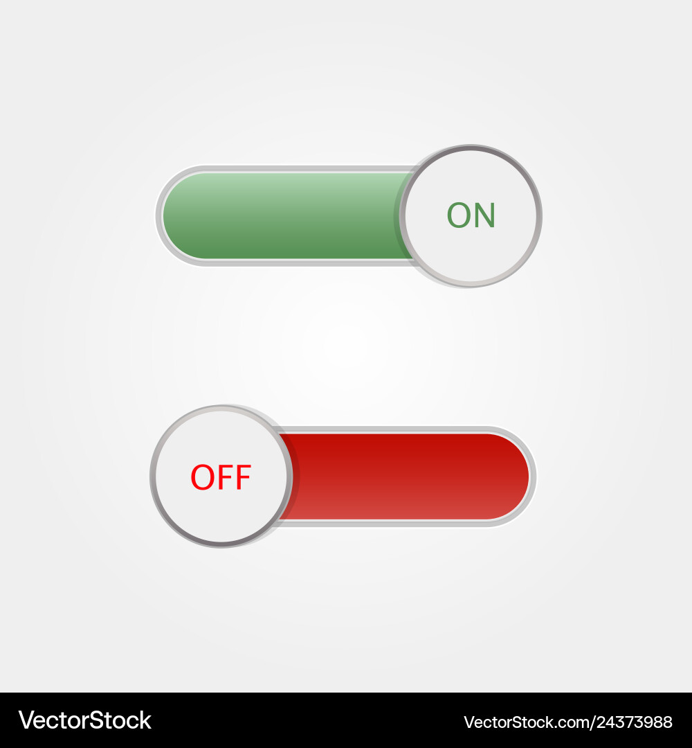 Toggle switch on and off grey background Toggle switch on and off grey background vector image