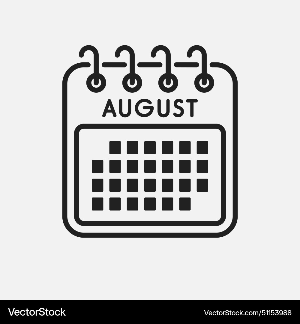 Vorlage Symbol Seite Kalender Monat August Vorlage Symbol Seite Kalender Monat August vektorbild