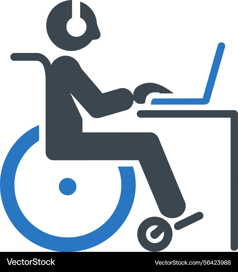 Wheelchair user with computer icon Vector Image
