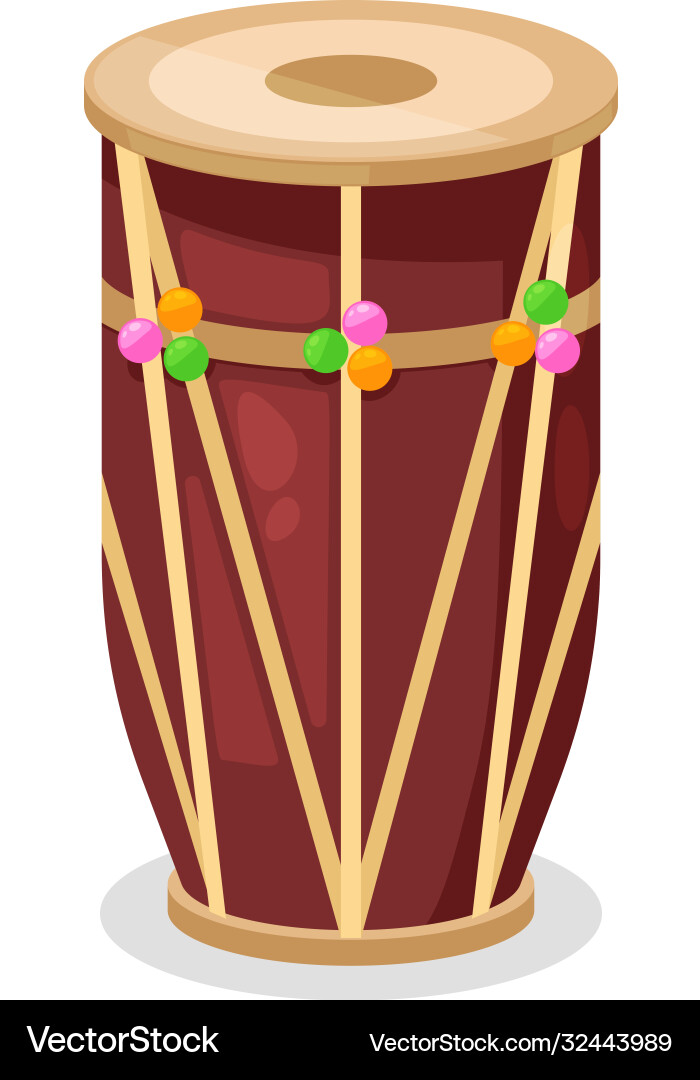 Beautiful traditional indian drum wooden musical Beautiful traditional indian drum wooden musical vector image