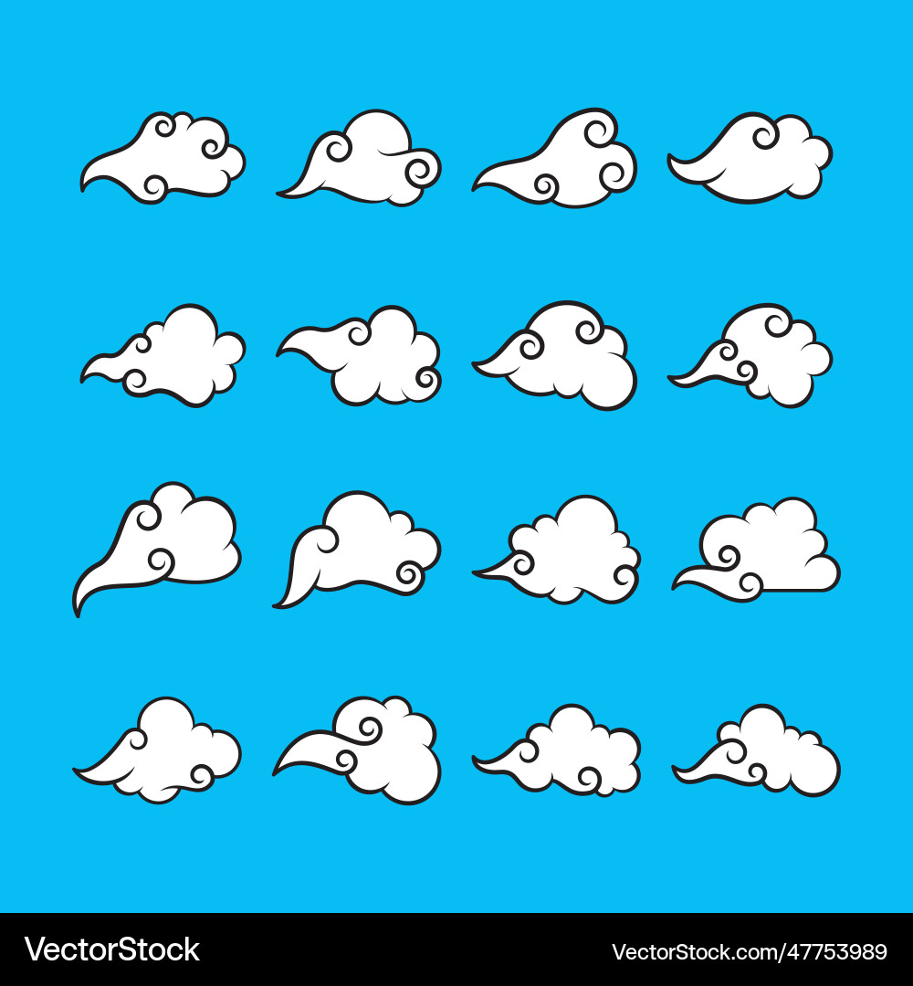 Cloud shape collection set of thin line Vector Image