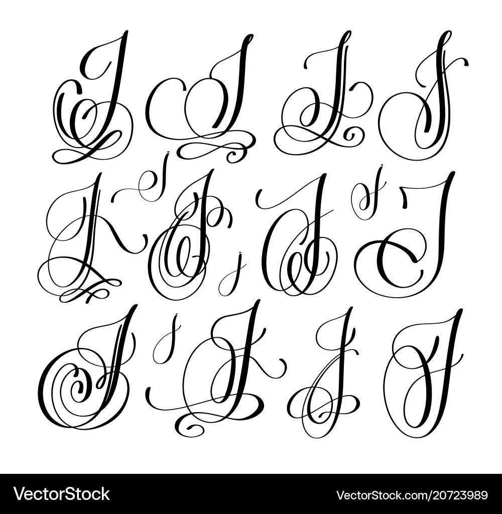 Elegant Script Letter J Set vector image